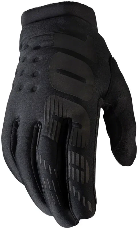 100% Brisker Gloves – Black Full Finger Mens Small
