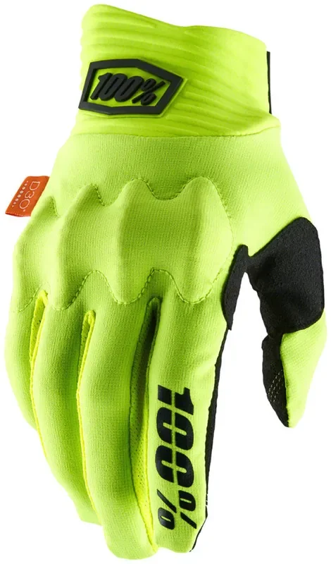 100% Cognito Gloves – Flourescent Yellow/Black Full Finger Mens Small