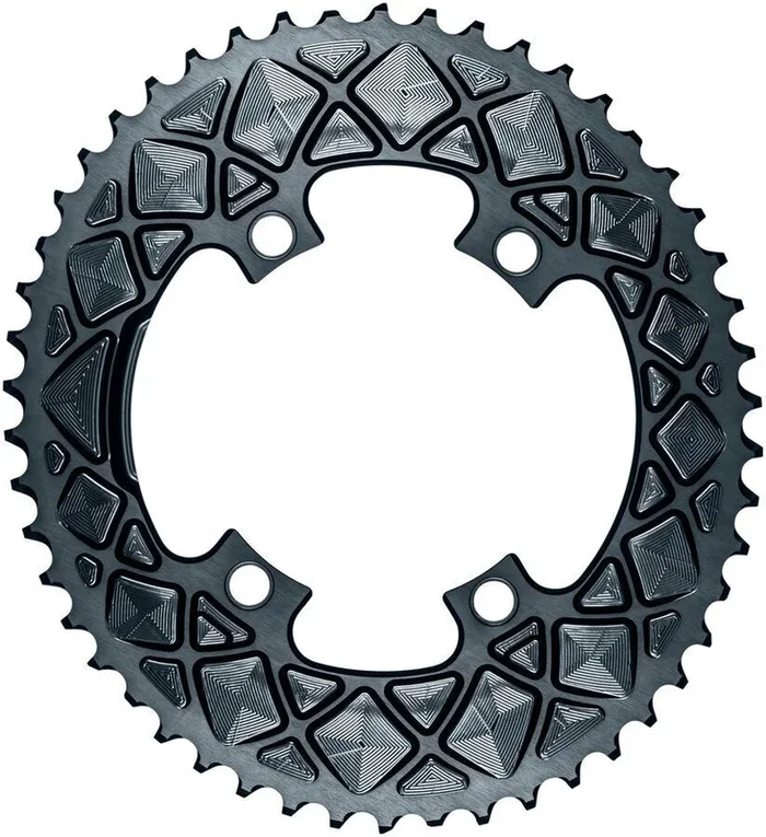 ABSOLUTE BLACK PREMIUM OVAL ROAD CHAINRING, 4X110BCD 50T – GREY
