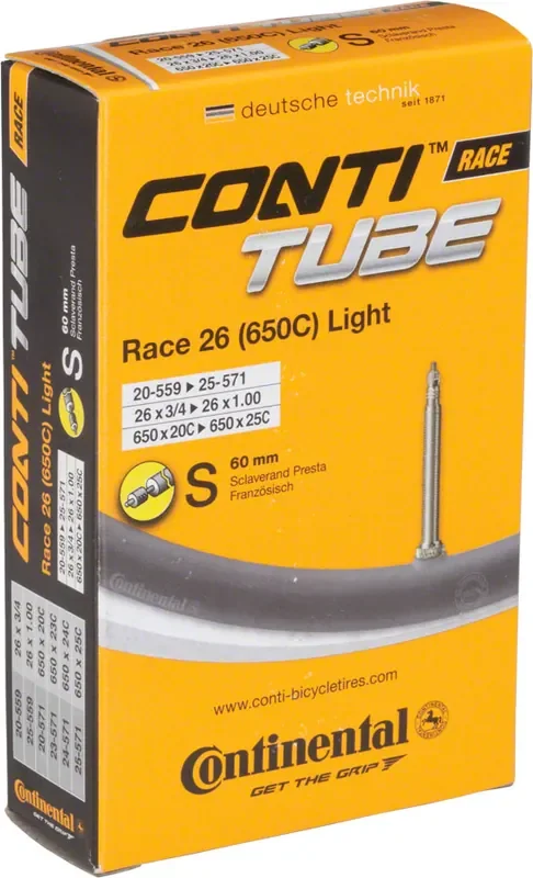 Continental Light Tube – 26 / 650c x 20 – 25mm 60mm Presta Valve