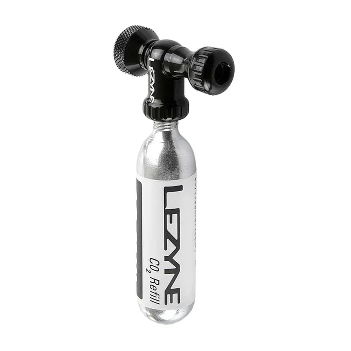 Lezyne Control Drive C0-2 Inflator Slip-fit Shcrader/Presta includes 16g cartridge Neoprene Sleeve BLK