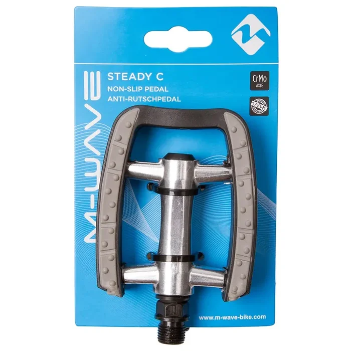 M-Wave Steady C Pedals Body Plastic Spindle Cr-Mo 9/16 Silver Pair