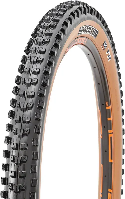 Maxxis Dissector Tire – 29 x 2.6 Tubeless Folding Black/Tan Dual EXO