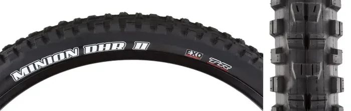 Maxxis Minion DHR II Tire – 26 x 2.3 Tubeless Folding Black Dual EXO
