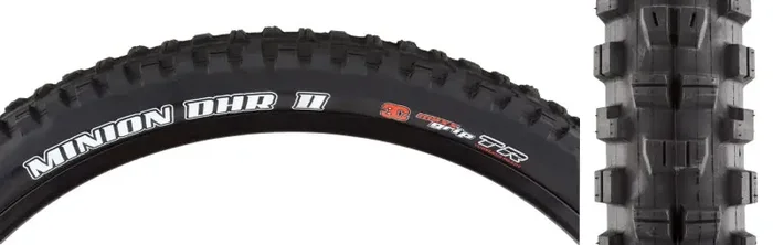 Maxxis Minion DHR II Tire – 27.5 x 2.5 Tubeless Folding Black 3C MaxxGrip DH