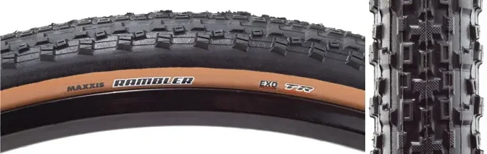 Maxxis Rambler Tire – 700 x 40 Tubeless Folding Black/Dark Tan Dual EXO