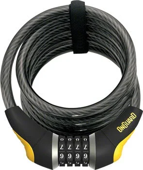 OnGuard Doberman Combo Cable Lock: 6′ x 12mm, Gray/Black/Yellow
