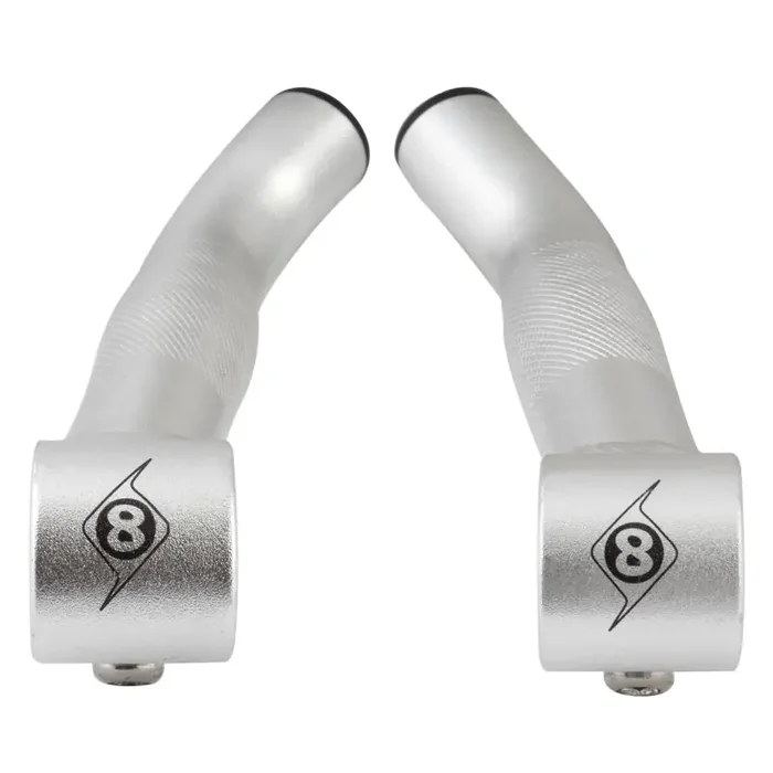 Origin8 Comp-Lite Bar Ends Short Silver Short `Ski` Bend