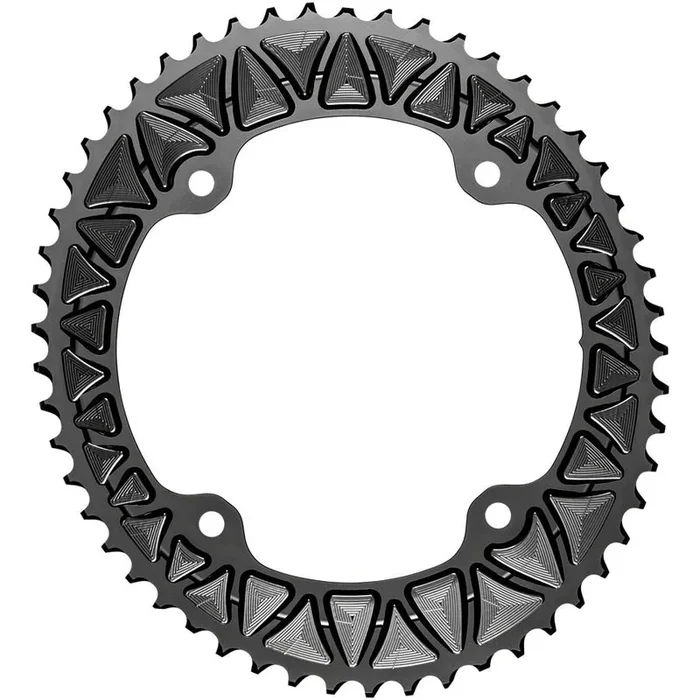 Premium Oval 145 BCD Road Outer Chainring for Campagnolo – 53t, 145 BCD, 4-Bolt, Black