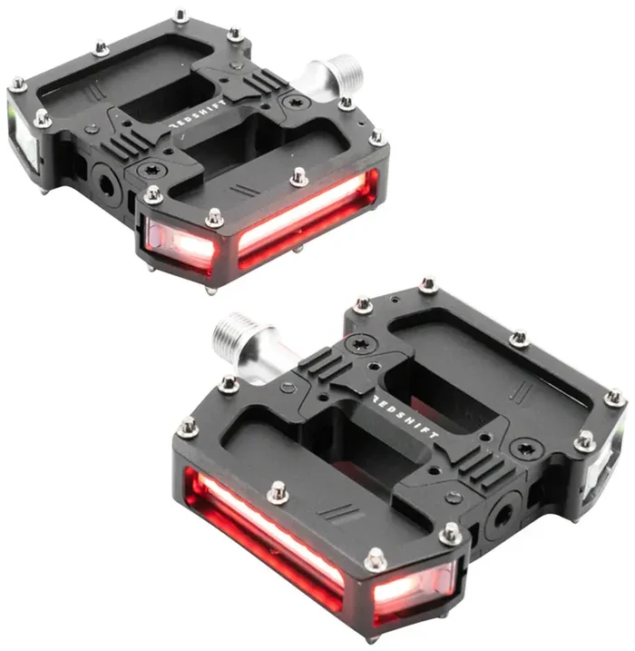 Redshift Sports Arclight Pro Flat Pedals – Aluminum 9/16″ Black w/Lights