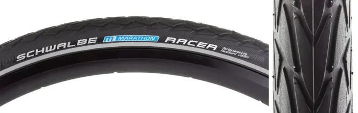 Schwalbe Marathon Racer Tire – 26 x 1.5 Clincher Wire BLK Performance Line RaceGuard Addix E-25
