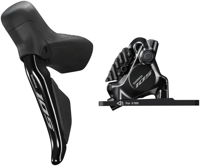 Shimano 105 ST-R7170-LE Di2 Shift/Brake Lever BR-R7170 Hydraulic Disc Brake Caliper – Front 2x Flat Mount Fork Adaptor BLK