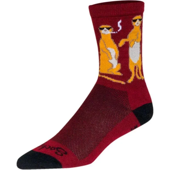 SockGuy Crew Kool Kats Socks – 6 Burgundy Small/Medium