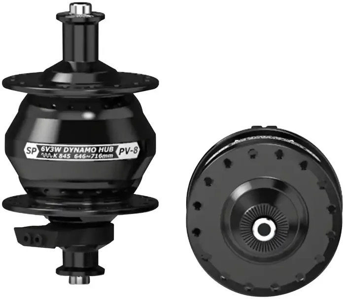 SP 8 Series Dynamo Front Hub – PV-8 6V- 3W QR x 100mm Rim 32H Black