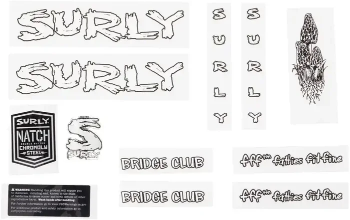 Surly Bridge Club Frame Decal Set – White with Mushrooms