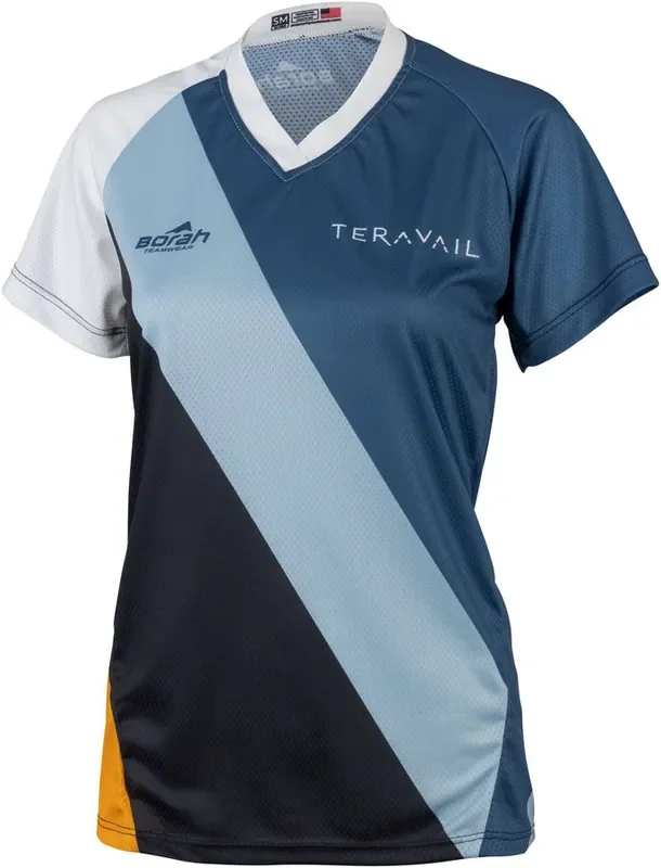 Teravail Waypoint Womens MTB Jersey – White Blue Lite Blue BLK Gold X-Large