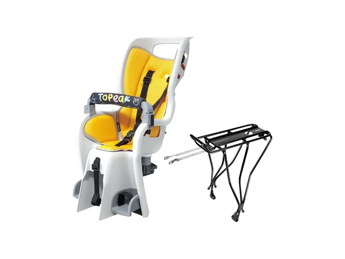 Topeak Baby Seat II Child Seat With Disc Compatible Rear Rack – Fits 26″ MTX 2.0 Gray/YLW