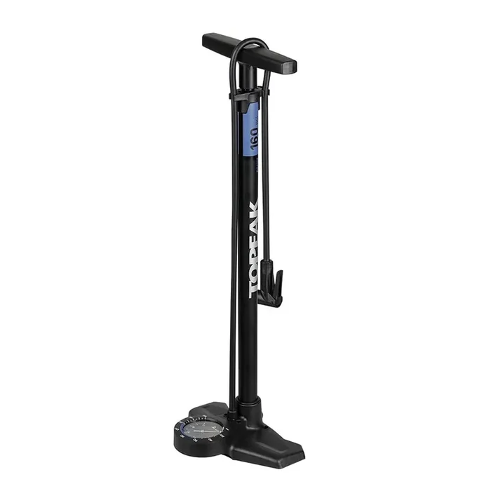 Topeak Joeblow Roadie Ex Floor Pump – Steel Barrel / Plastic Base 3.5″ Base Mount Gauge 160 Psi /11 Bar Smarthead BLK/Blue