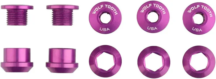 Wolf Tooth 1x Chainring Bolt Set – 6mm Dual Hex Fittings Set/5 Ultraviolet Purple