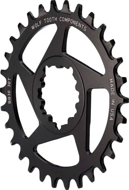 Wolf Tooth Direct Mount Chainring – 30t SRAM Direct Mount Drop-Stop A For BB30 Short Spindle Cranksets 0mm Offset BLK