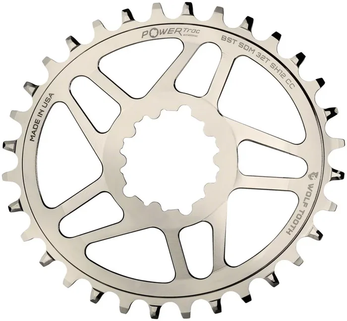 Wolf Tooth Elliptical Direct Mount Chainring – 32t SRAM Direct Mount For SRAM 3-Bolt Boost Cranks Use Hyperglide+ Chain Nickel Plated