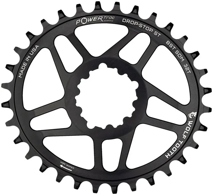 Wolf Tooth Elliptical Direct Mount Chainring – 32t SRAM Direct Mount For SRAM 3-Bolt Boost Cranks Requires Hyperglide+ Chain BLK