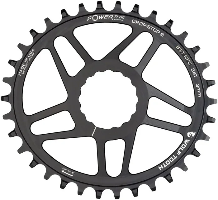 Wolf Tooth Elliptical Direct Mount Chainring – 34t RaceFace/Easton CINCH Direct Mount Drop-Stop B For Boost Cranks 3mm Offset BLK