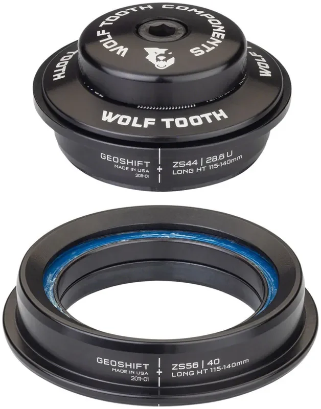 Wolf Tooth GeoShift Performance Angle Headset – 1 Deg Long ZS44/ZS56 Black