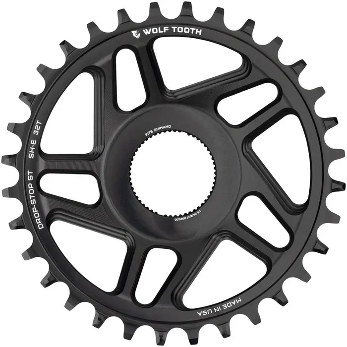 Wolf Tooth Shimano EP-8 Direct Mount Chainring – Drop-Stop ST 34T Black